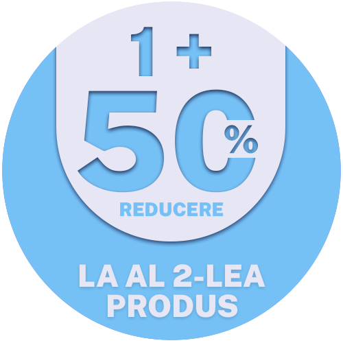 1 + 50% reducere la al doilea produs